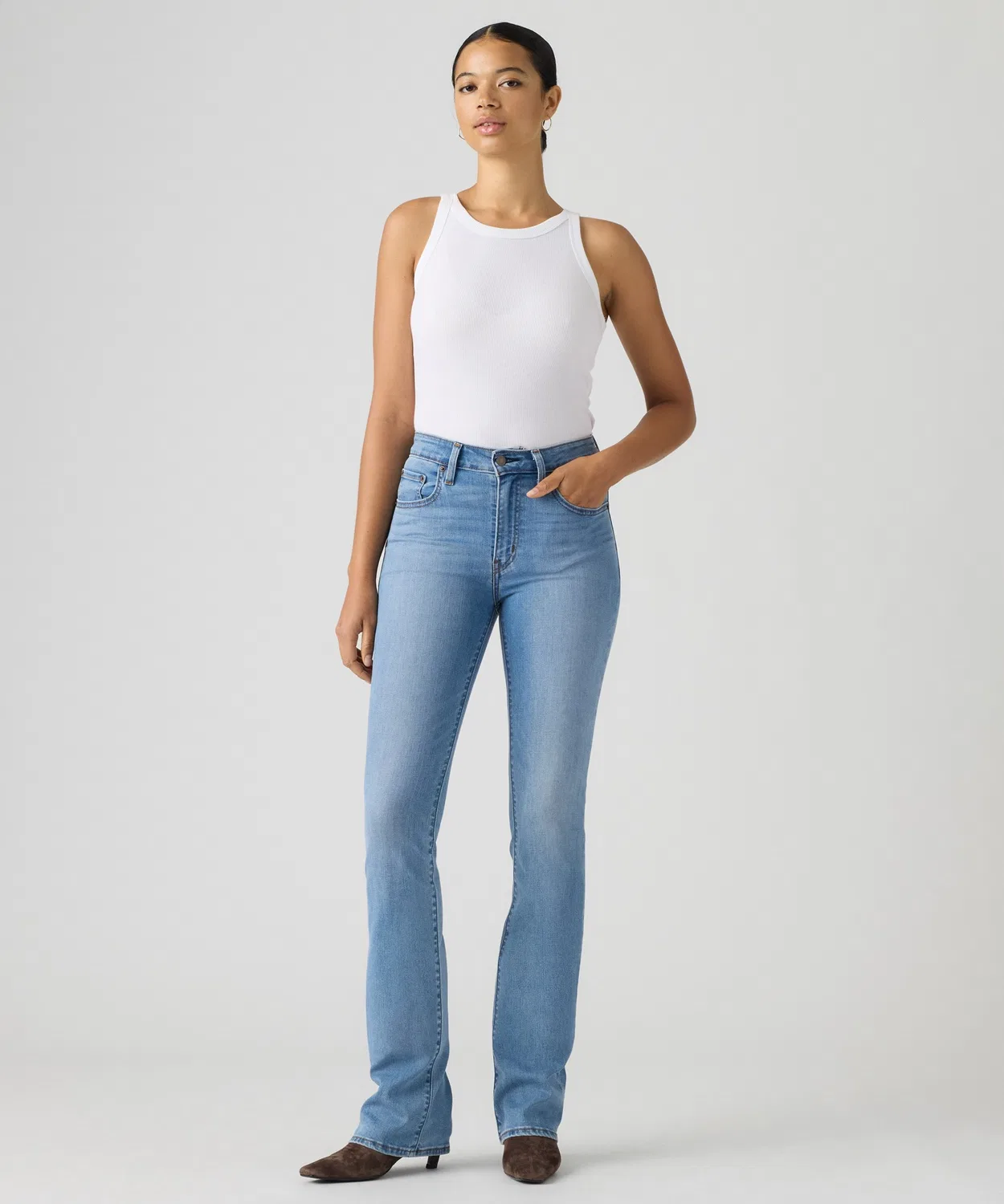 Женские джинсы с высокой посадкой, модель 725 Levi's, Light Indigo Blue — фото 2