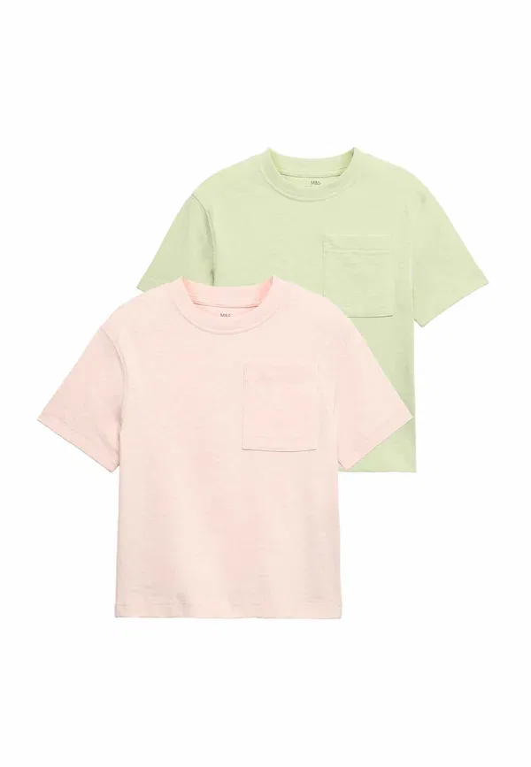 Футболка хлопковая Basic T-shirt Marks & Spencer, Pink Mix, розовый — фото 2