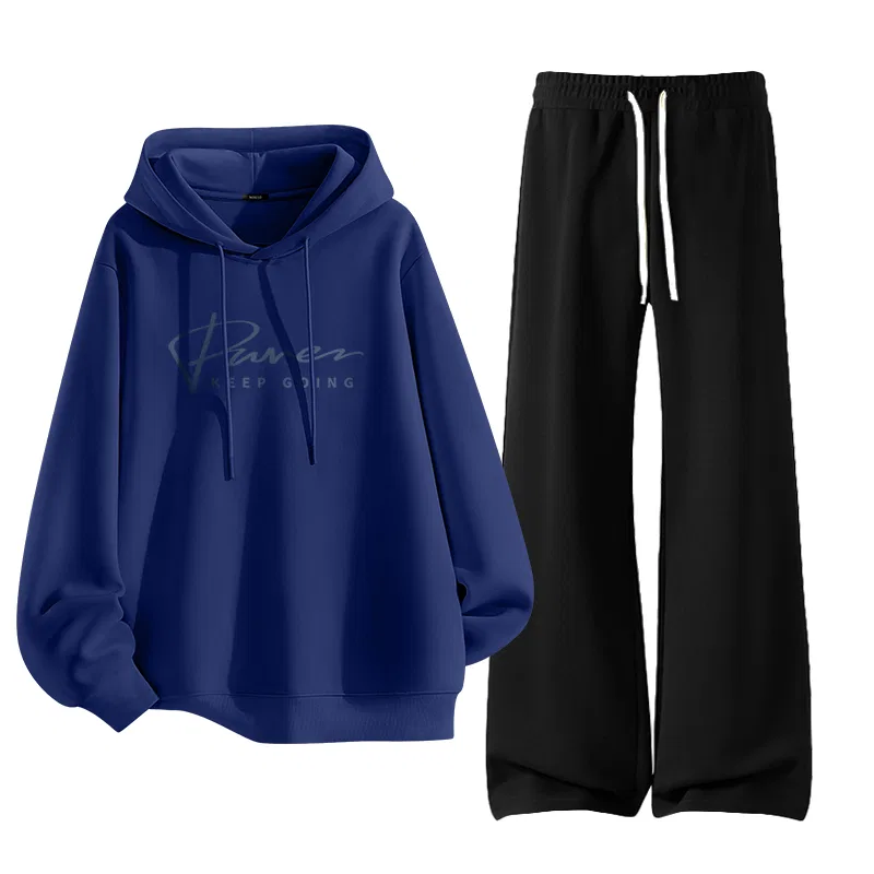 Детский комплект спортивной одежды MINISO, Blue (Mb Brush Stroke Iridescent Center Logo)+Black (Solid Color)