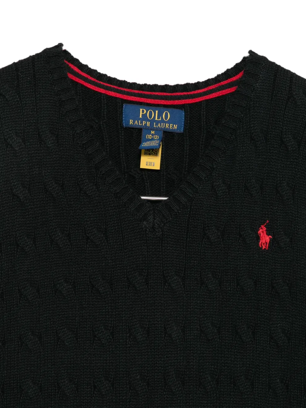 Жилет вязаный косами Polo Ralph Lauren Kids, черный — фото 3