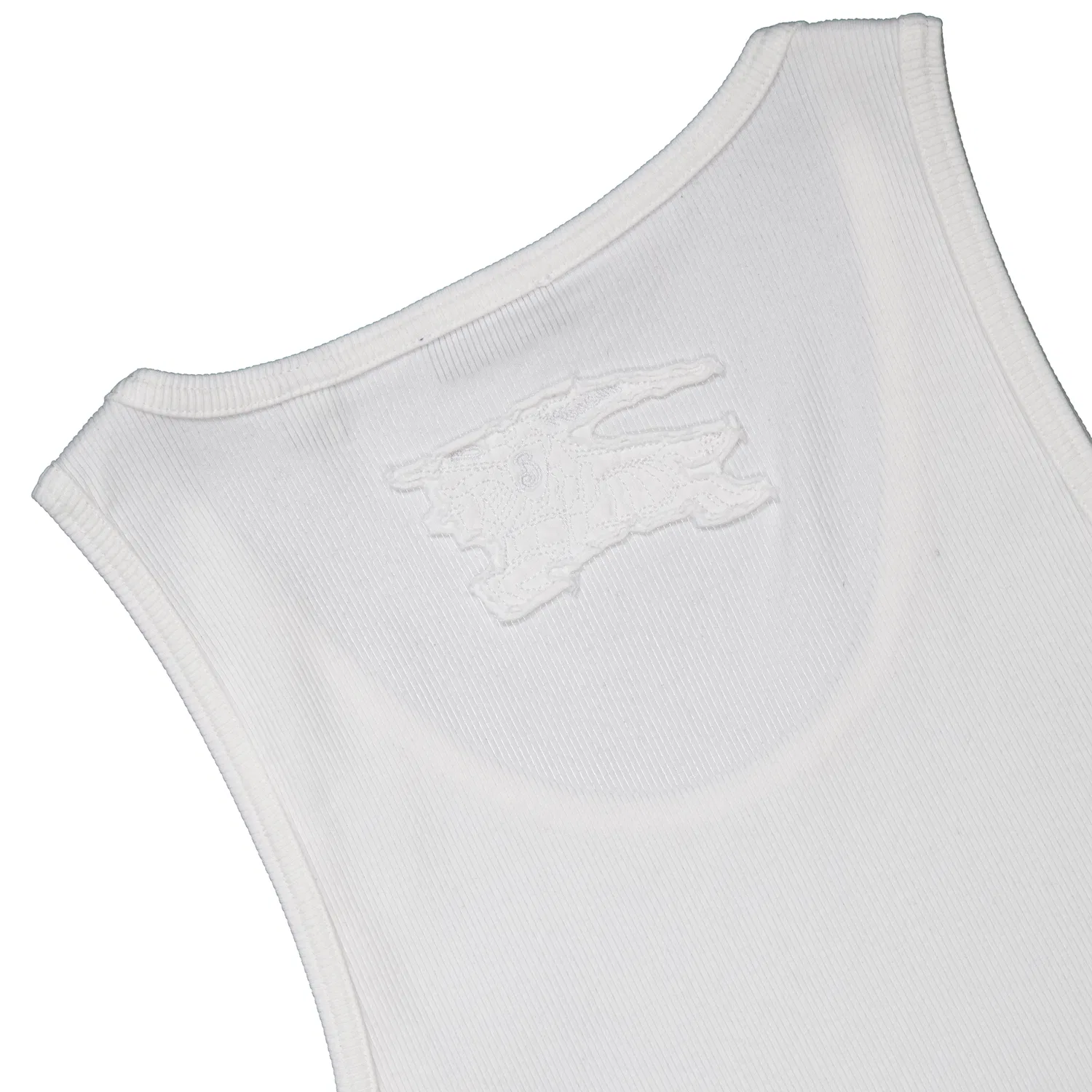 Мужская майка-борцовка из хлопка с эластаном Stretch Cotton Rib-Knit Tank Top Burberry, Salt — фото 2
