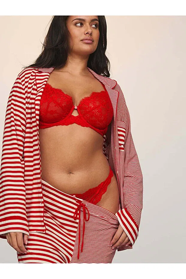Женский комплект пижамы с длинным рукавом Victoria'S Secret, Red And White Striped — фото 4