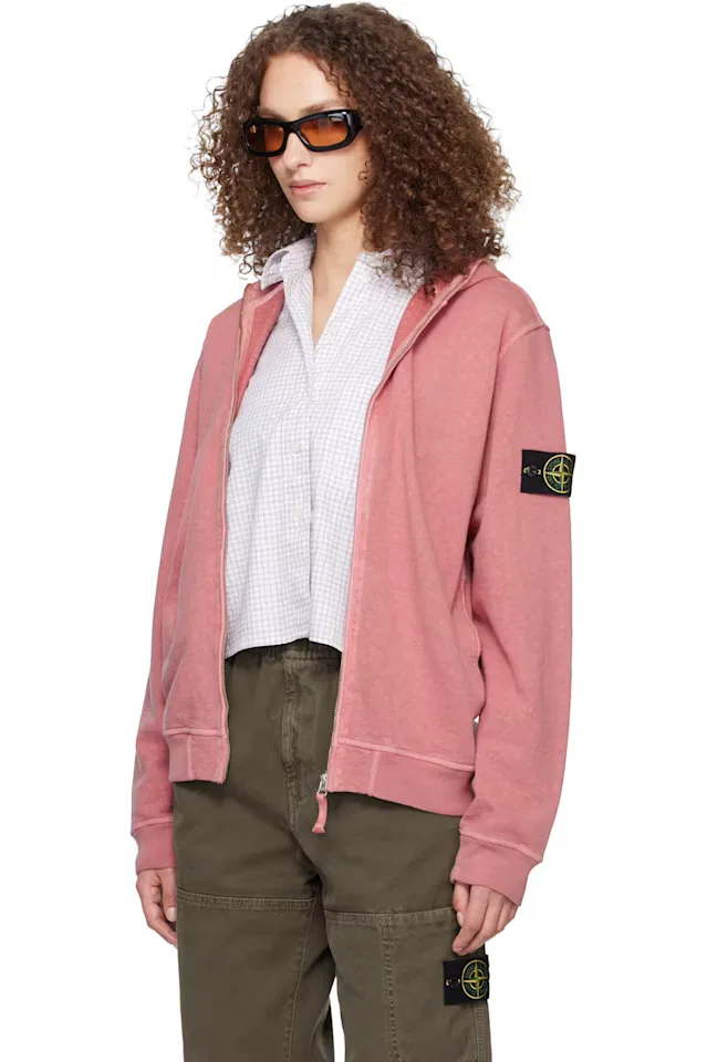 Розовое худи 6100032 Malfilé Fleece Old Effect Stone Island — фото 4