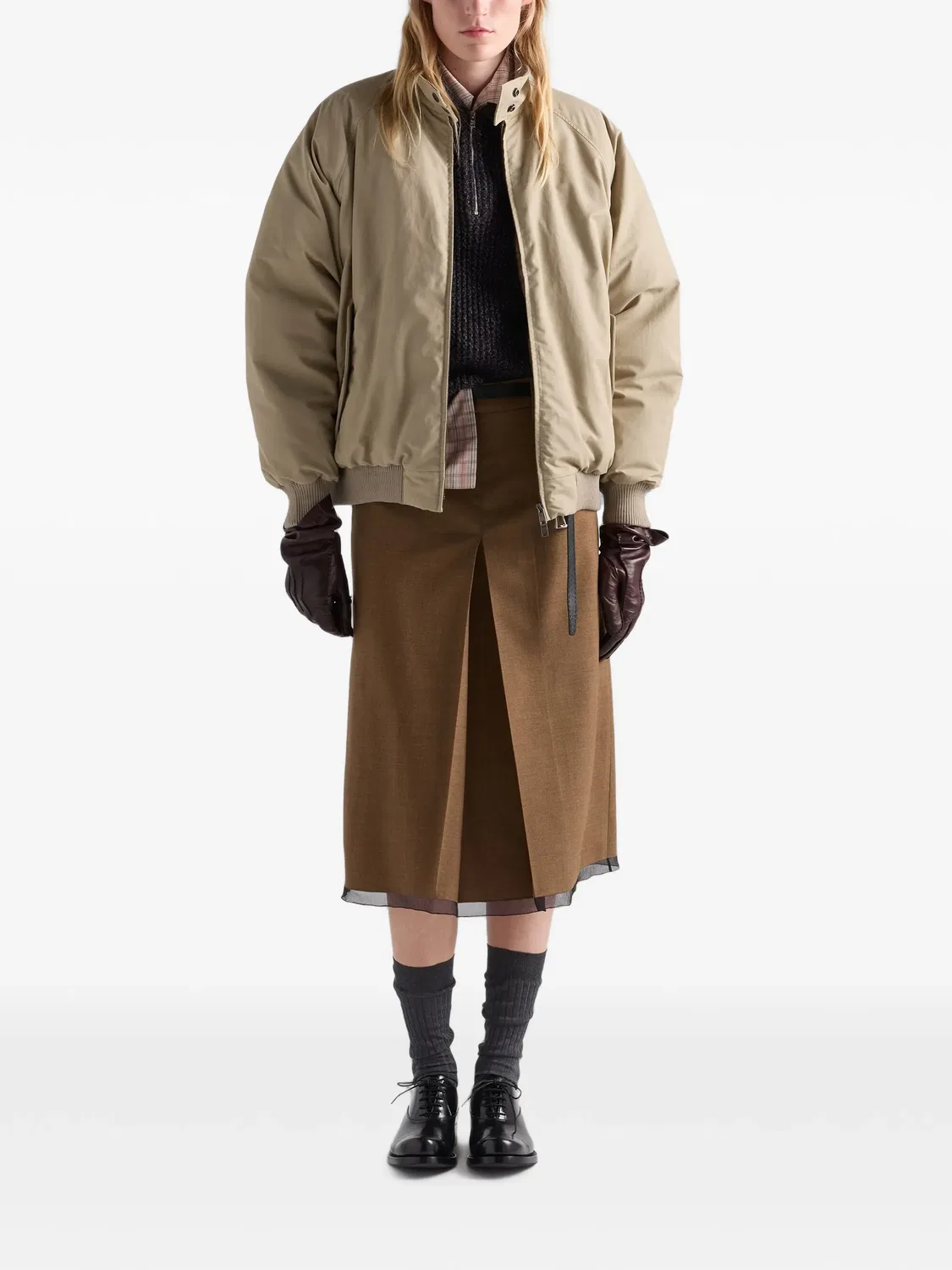 Поплиновая куртка Prada, нейтральные цвета — фото 2