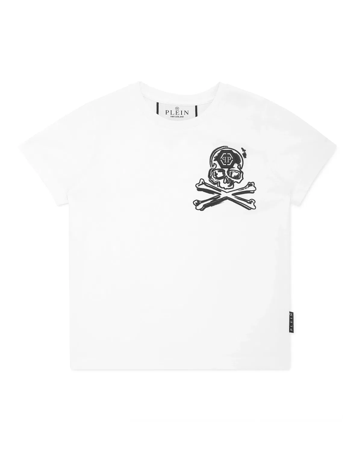 Детская футболка с коротким рукавом с патчем Skull & Bones PHILIPP PLEIN, White