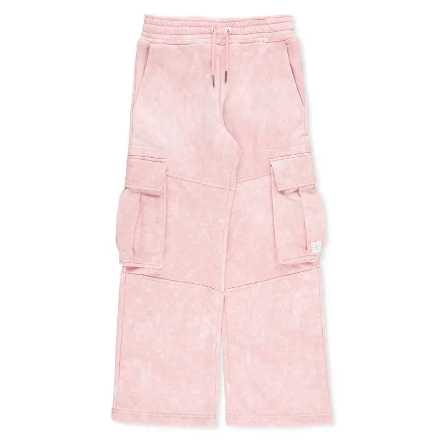 Брюки хлопковые с принтом Kids Logo-Printed Drawstring Cotton Trousers Givenchy, Pink Dark Pale Pink