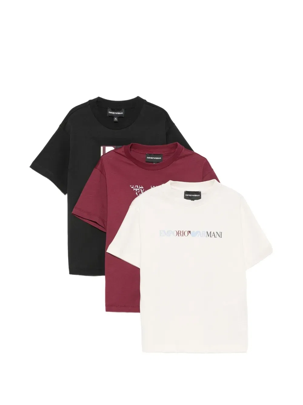 Футболки из хлопкового джерси с принтом-логотипом (набор из трех штук) Emporio Armani Kids, черный