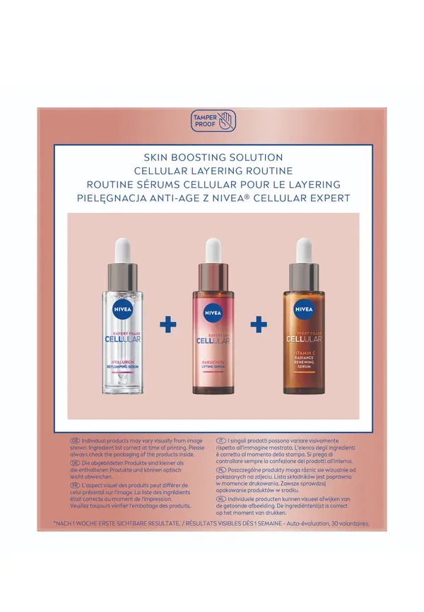 Набор для ухода за кожей из 3 предметов: сыворотка Cellular Expert Filler Hyaluron Replumping Serum Nivea, 90 мл — фото 4