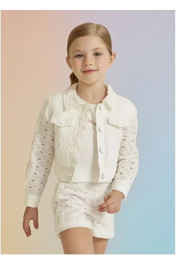 Детские шорты для девочек с вышивкой pico embroidery shorts 5231 Abel & Lula, White