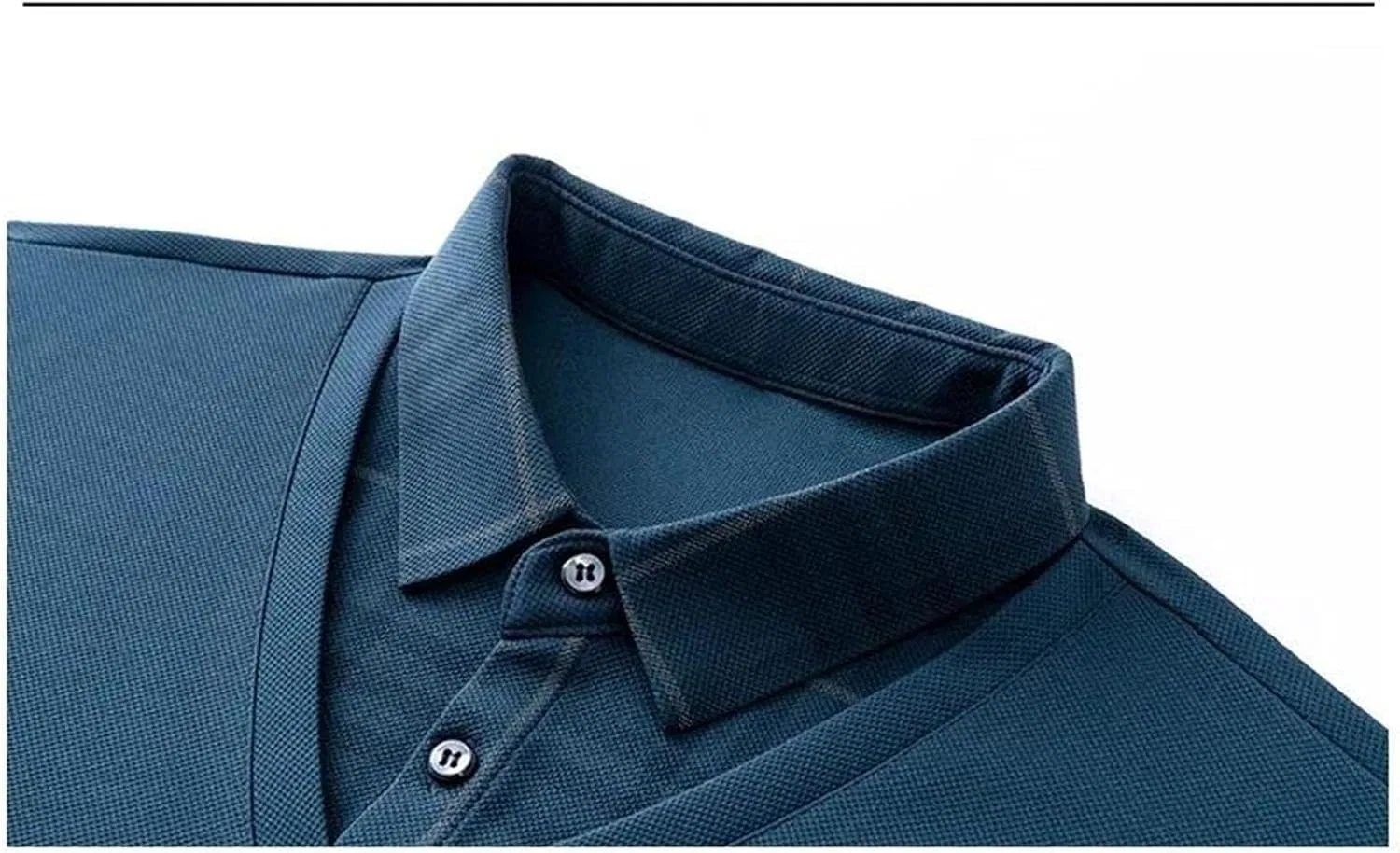 Мужская футболка с отложным воротником и имитацией двухслойности, Navy Blue — фото 4
