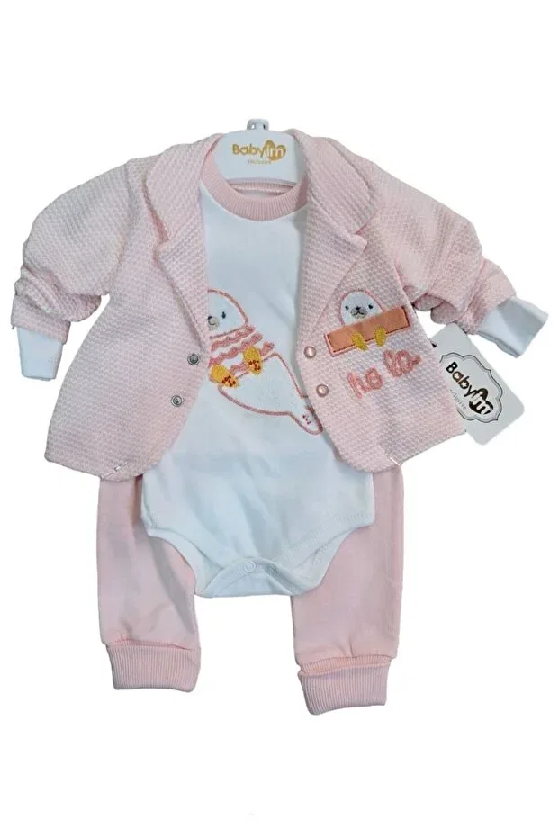 Детское боди-комбинезон с принтом Salmon 3-Piece Bodysuit Set Babyim, Salmon — фото 2