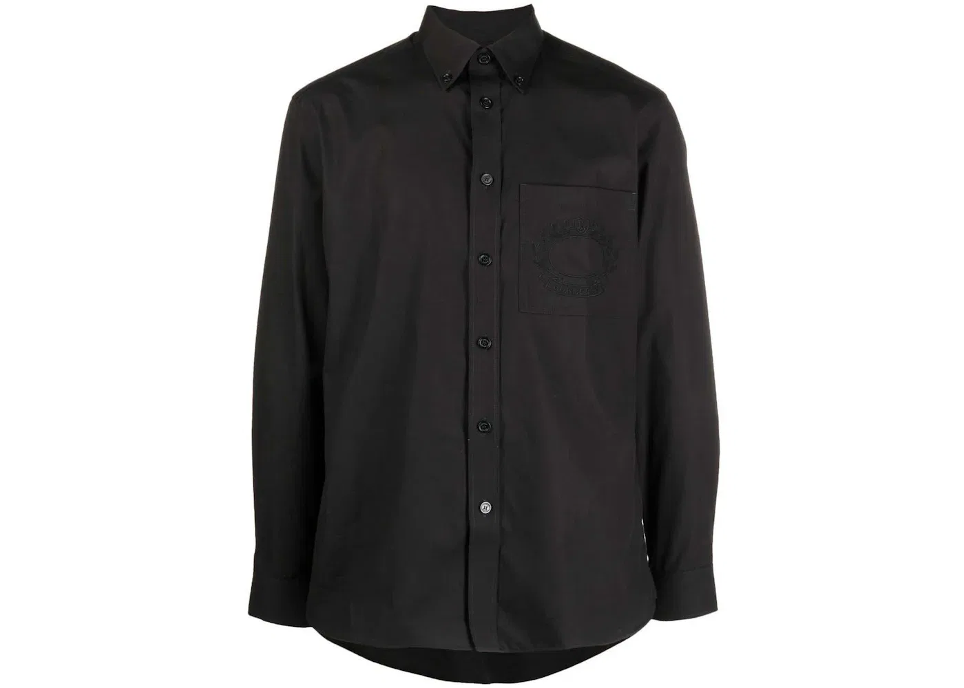Мужская рубашка с длинным рукавом Logo-Embroidered Long-Sleeved Shirt Burberry, Black