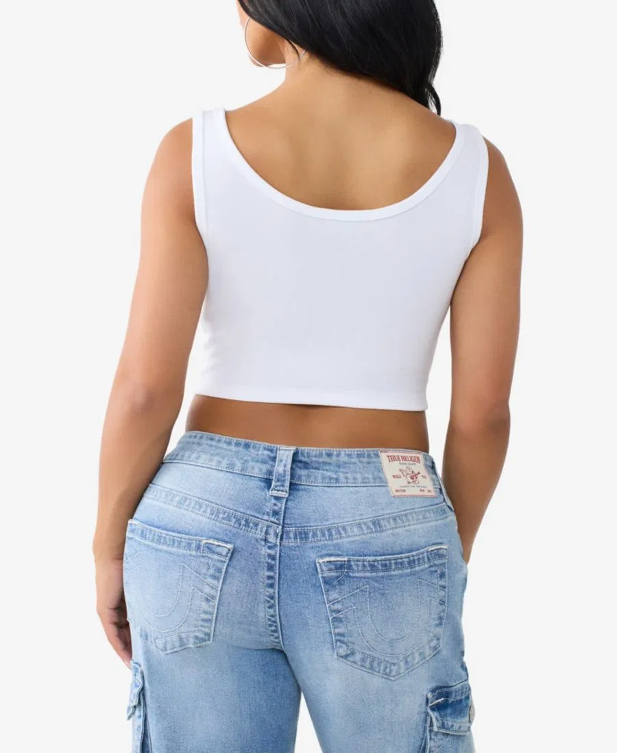 Топ с вырезом каре и ребристой текстурой True Religion, Optic White — фото 3