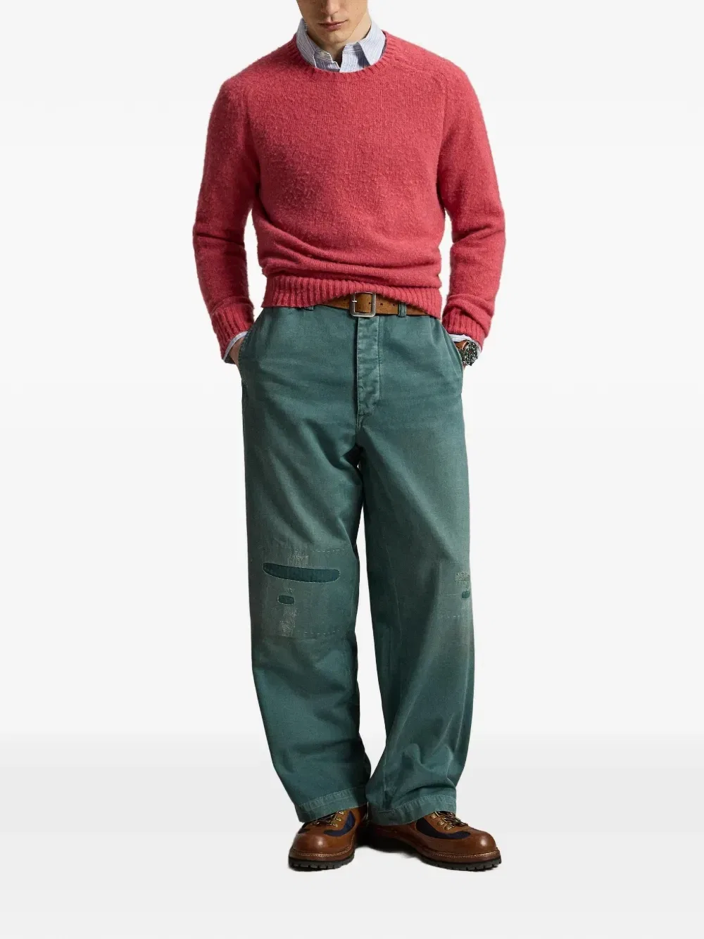 Свитер с нашивками на плечах Polo Ralph Lauren, красный — фото 2
