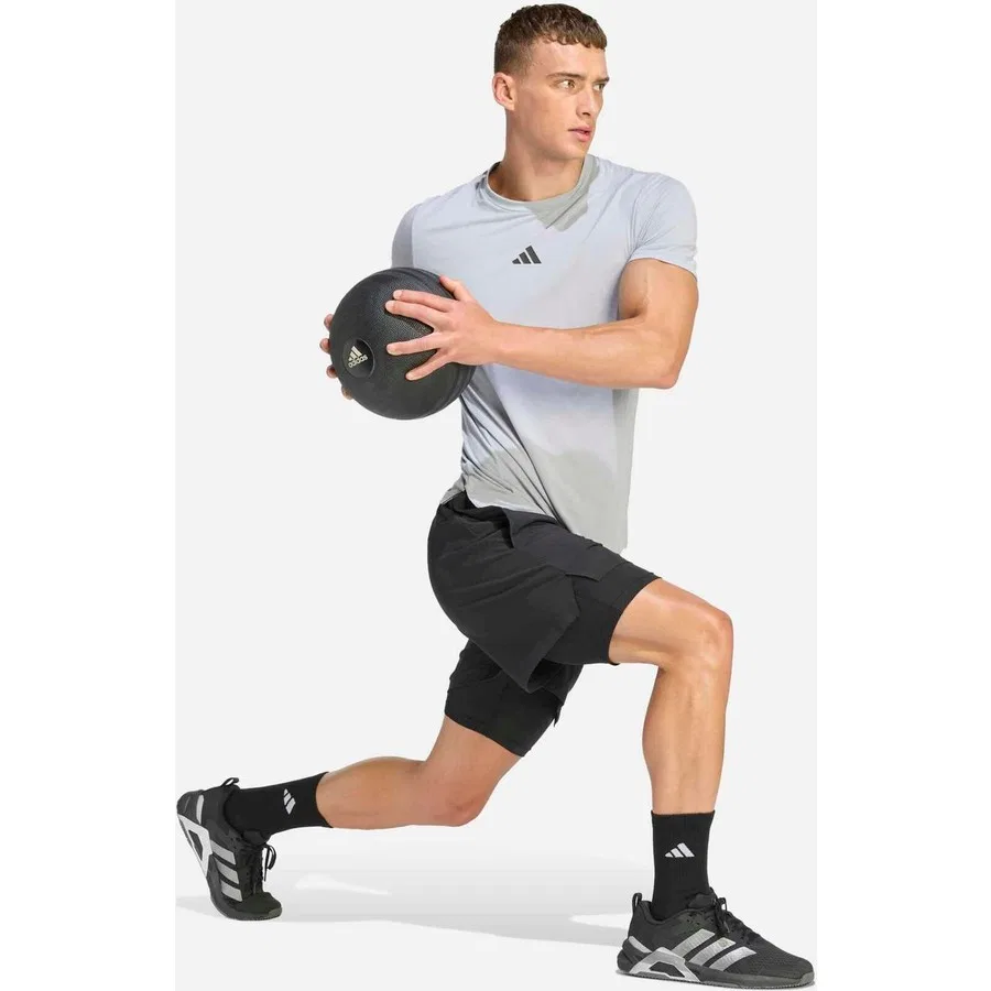 Футболка спортивная с коротким рукавом AEROREADY Designed for Training Workout Short-Sleeve adidas, Серый — фото 3