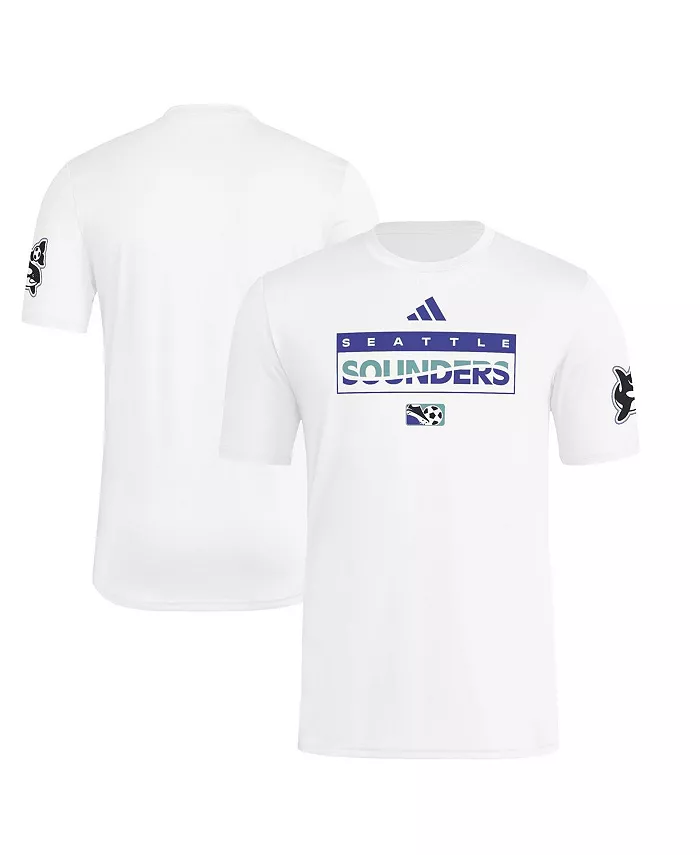

Мужская белая футболка Seattle Sounders FC 2025 Archive Collection Hook Adidas