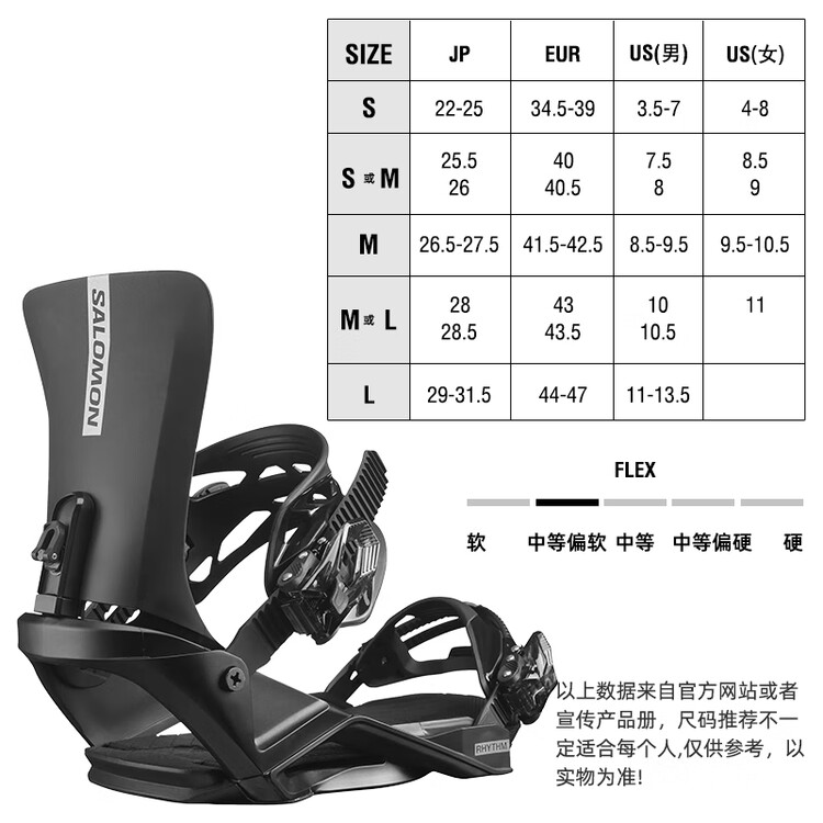 

Salomon Горнолыжные крепления для сноуборда RHYTHM Black, размер S