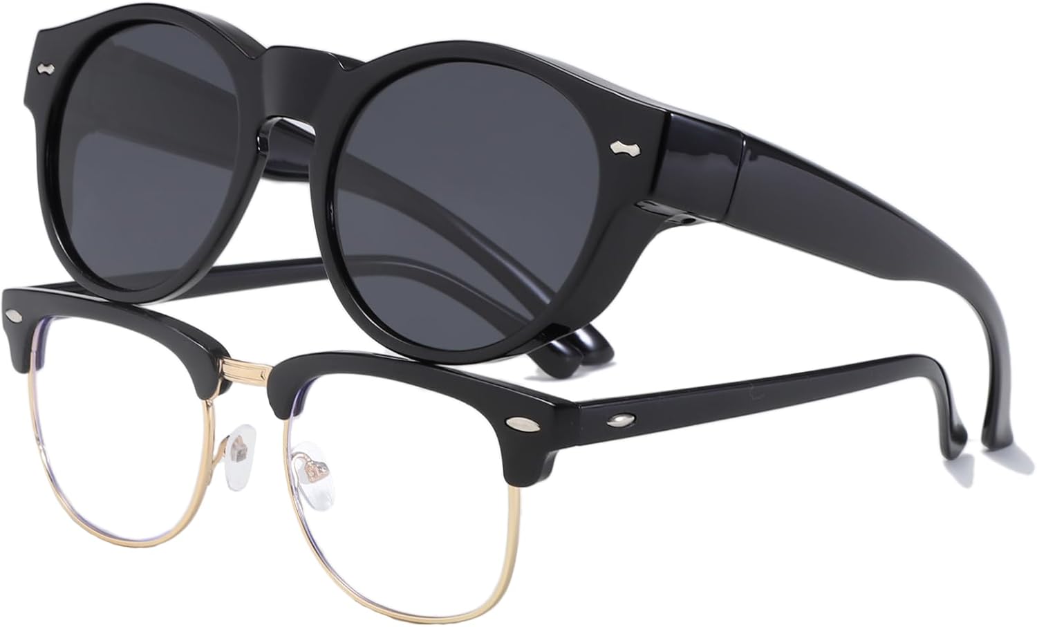 

Солнцезащитные очки Long Keeper Polarized, надеваемые поверх очков, женские круглые солнцезащитные очки, надеваемые поверх очков с диоптриями, поверх очков для вождения, Black Grey