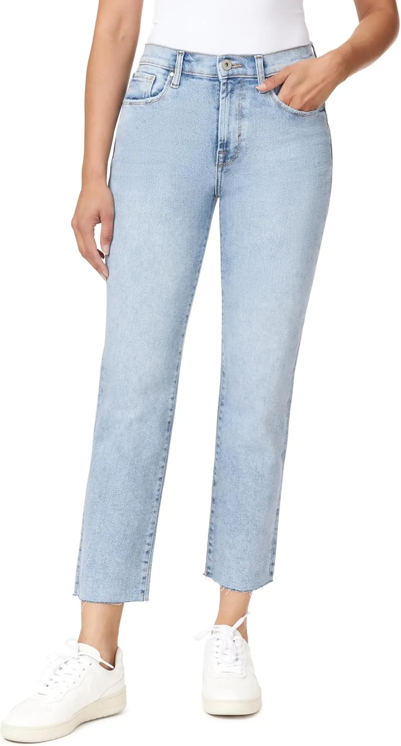 

Джинсы kensie The Allie Vintage Luxe, высокие, прямые, с рваным краем, длина по внутреннему шву 27 дюймов