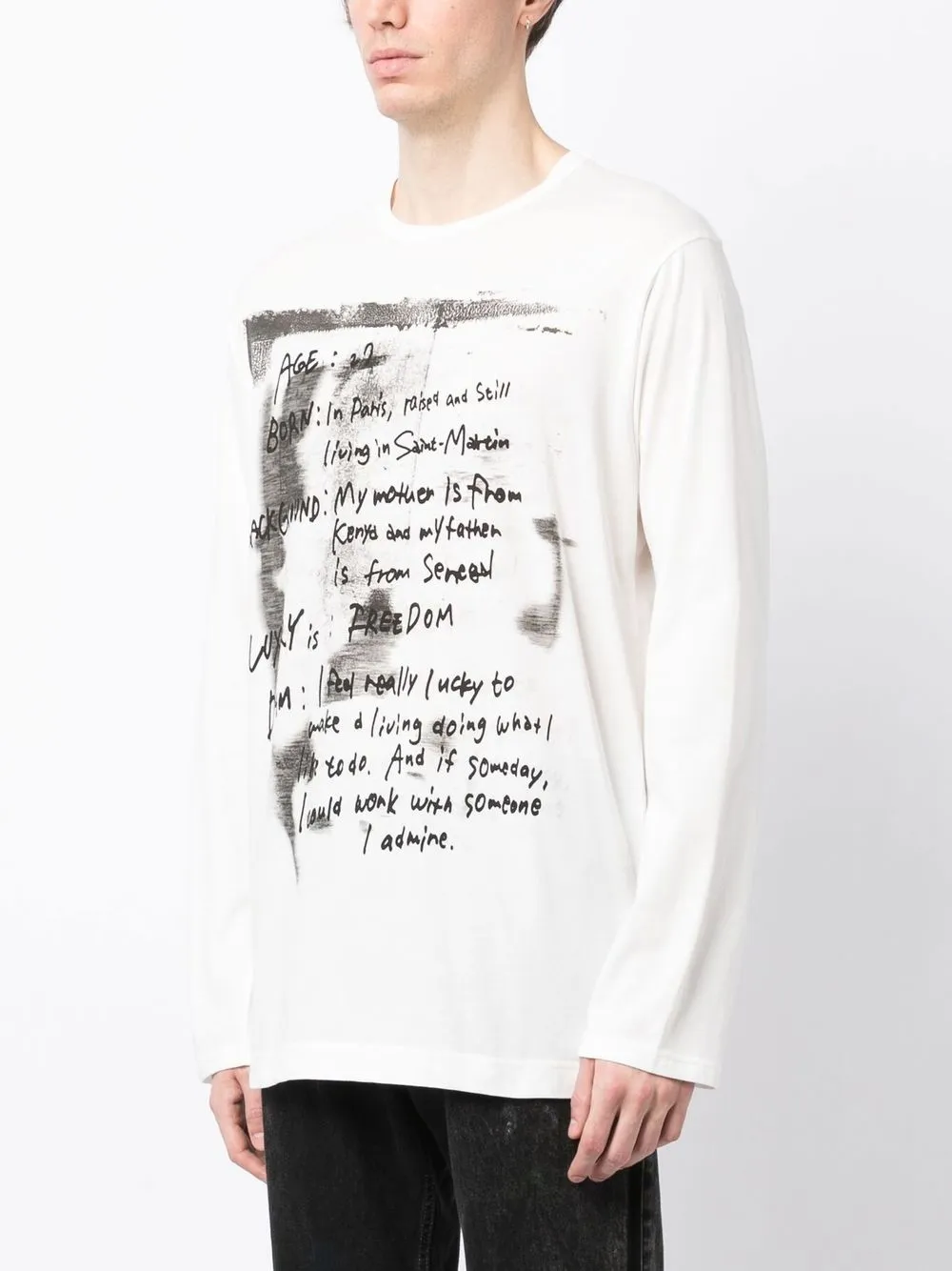 Футболка Pigment с длинными рукавами Yohji Yamamoto, белый — фото 3