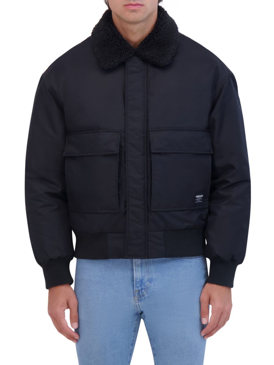 

Куртка-бомбер с отделкой из искусственной овчины Hudson Jeans, черный