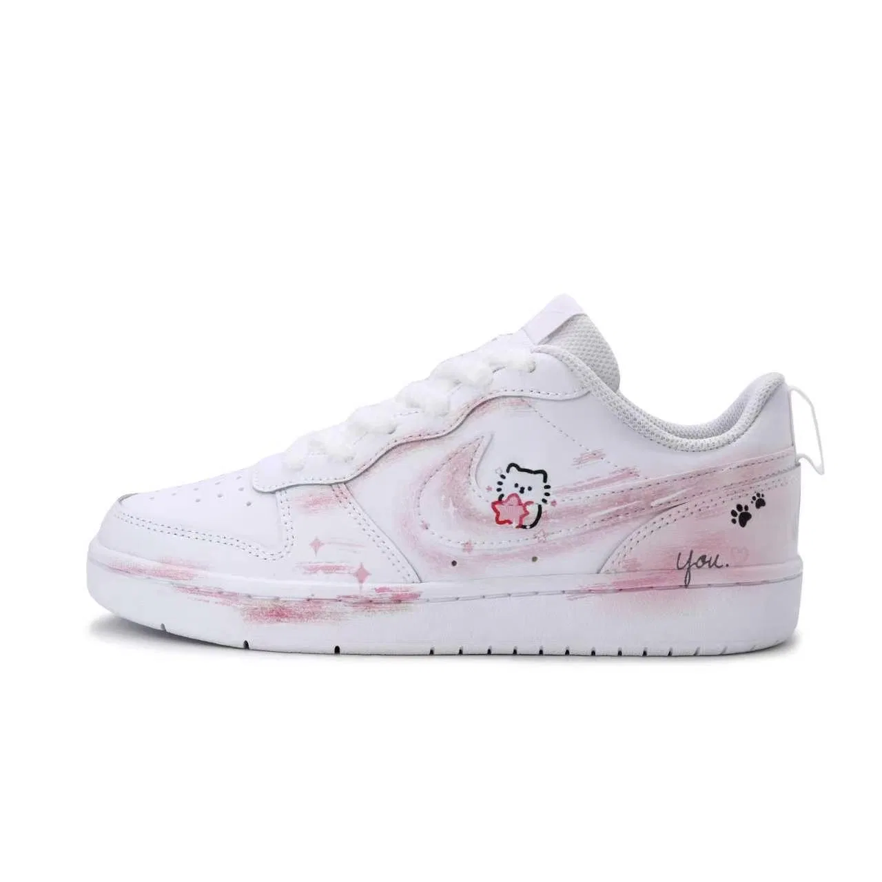 Кеды детские Nike Court Borough Stars Black White Pink — фото 3