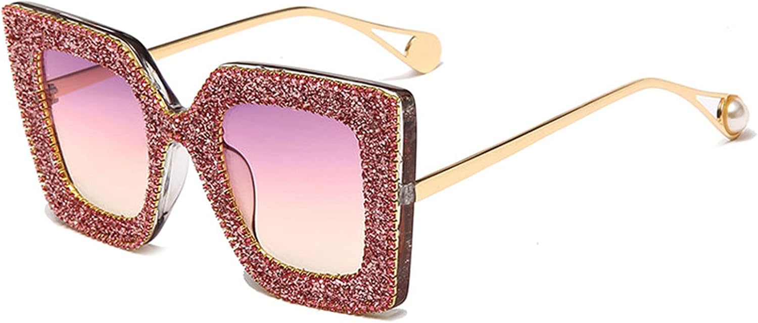 

willochra Милые сверкающие хрустальные солнцезащитные очки для женщин, квадратные солнцезащитные очки со стразами, блестящие бриллиантовые солнцезащитные очки для вечеринки, Purple Yellow