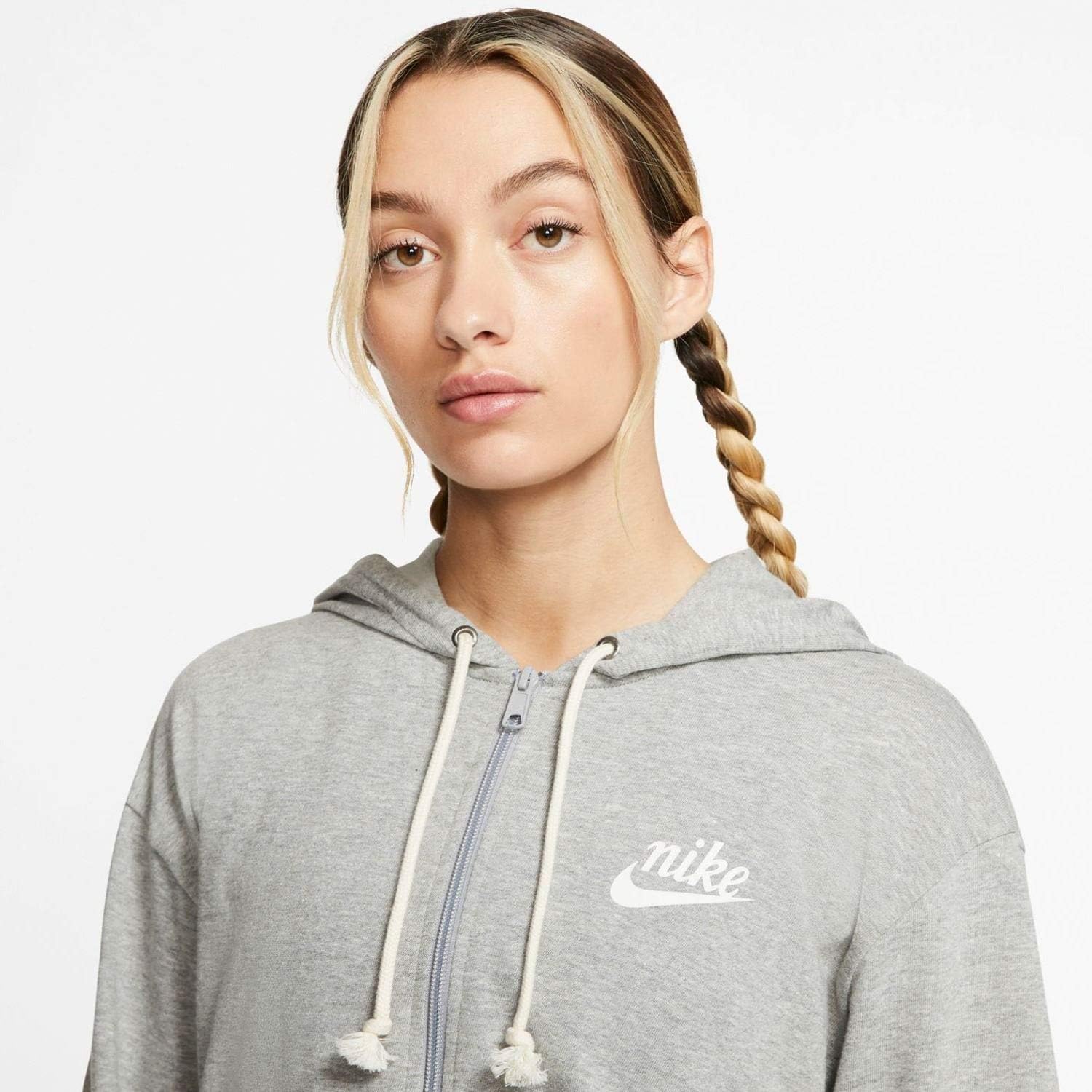 Женская спортивная толстовка Nike Gym Vintage с капюшоном и молнией, Grey — фото 3