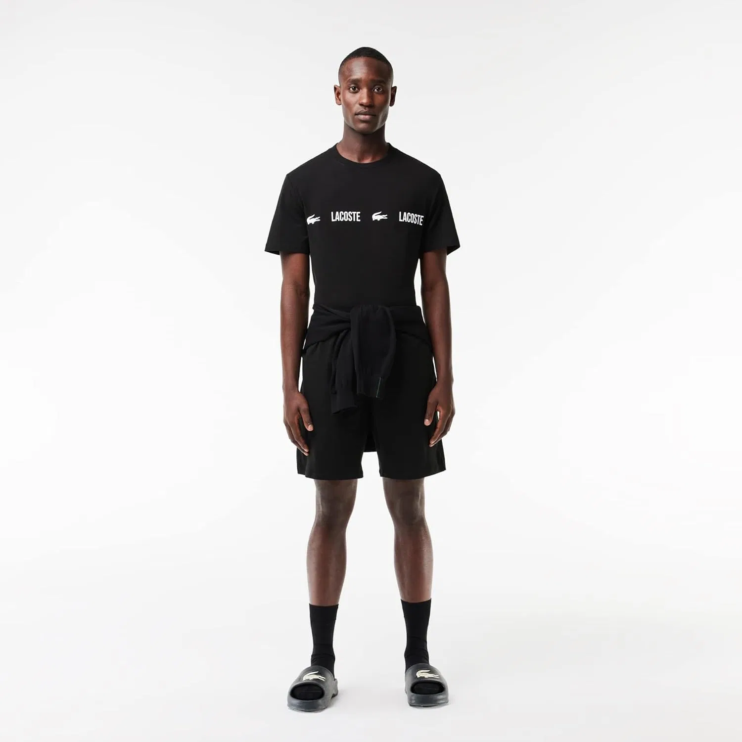 Мужские шлепанцы Serve Slide 2.0 Evo из синтетического материала с цветными блоками Lacoste, Black Offwhite 454 — фото 2