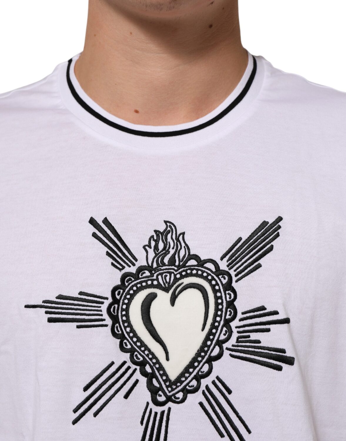 Белая мужская футболка с коротким рукавом Sacred Heart Dolce & Gabbana, белый — фото 4