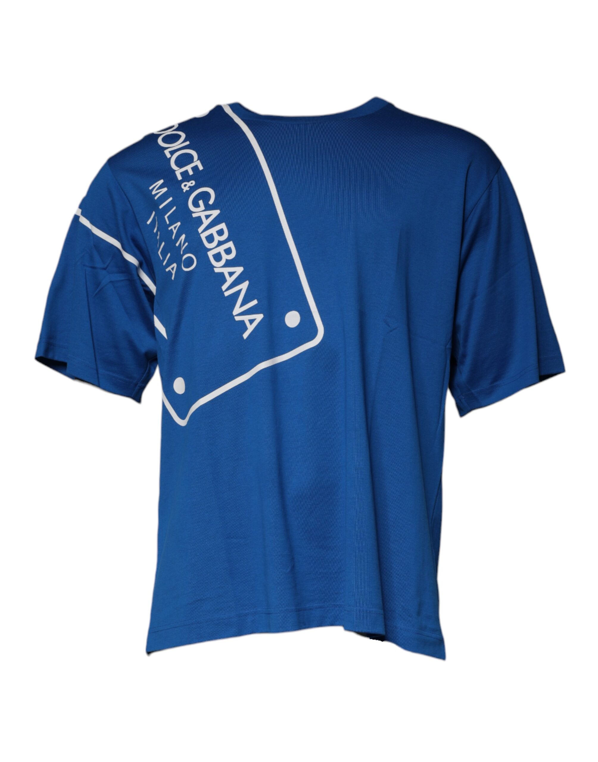 

Синяя хлопковая мужская футболка с круглым вырезом и принтом логотипа Dolce & Gabbana