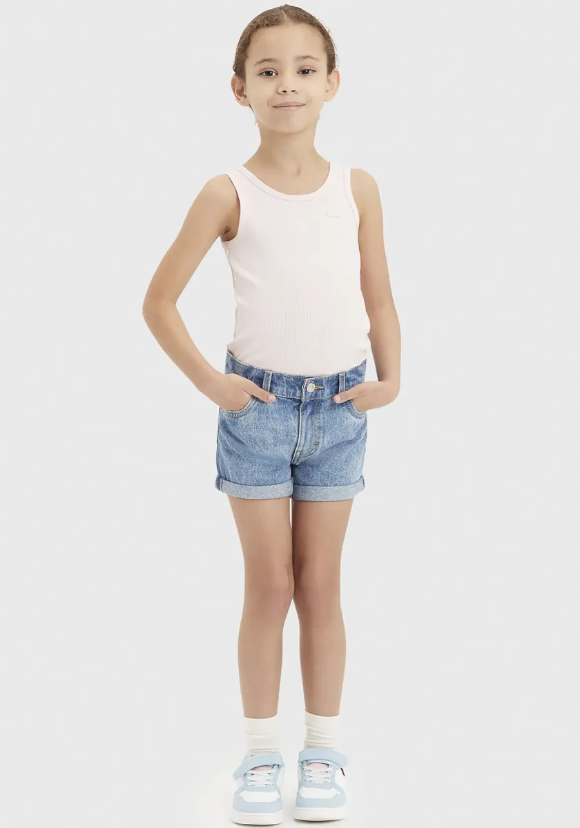 

Детские джинсовые шорты Levi's "LVG MINI MOM SHORT W/ ROLL CUF", для ДЕВОЧЕК Levi'S Kids, цвет Vibe Check