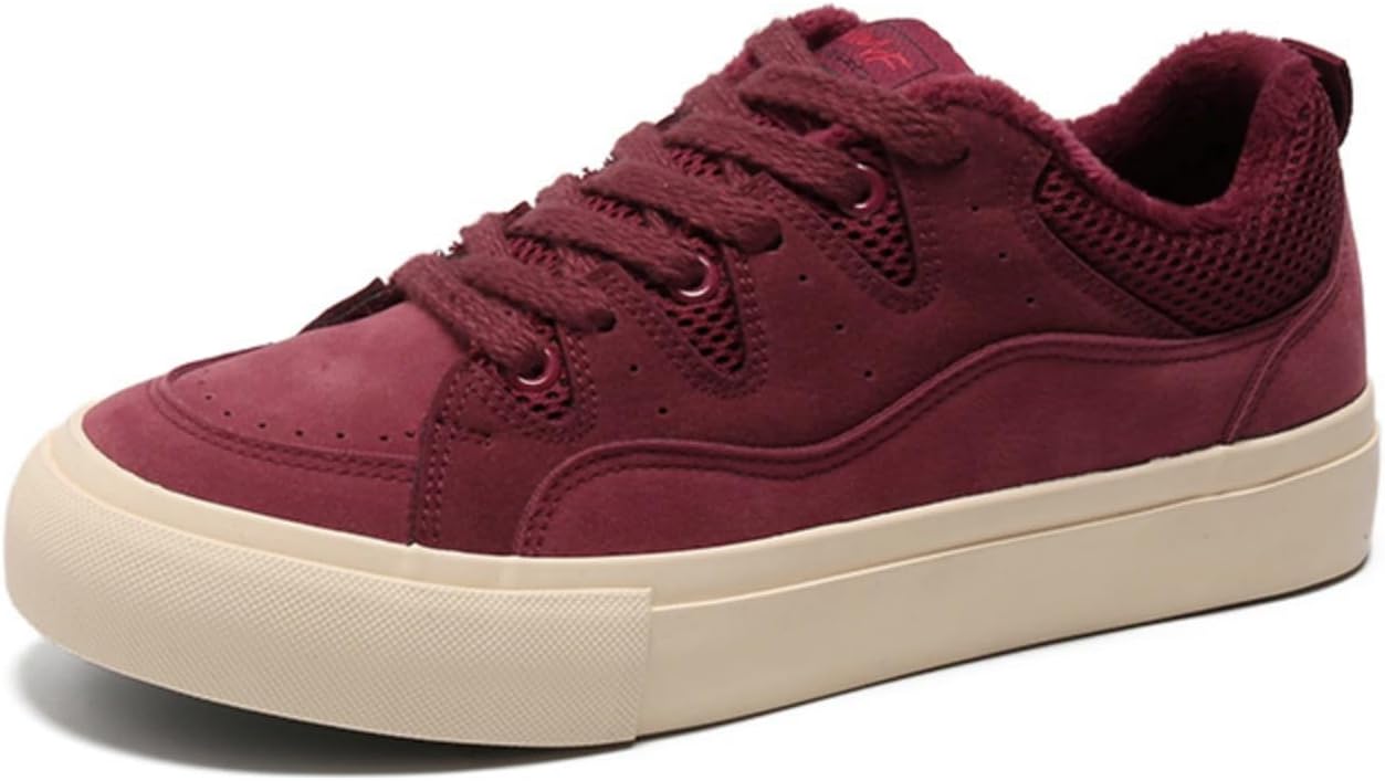 

Мужские бордовые замшевые кроссовки, повседневные, в ретро-стиле с шнуровкой и удобной толстой подошвой, идеальные Aokisx