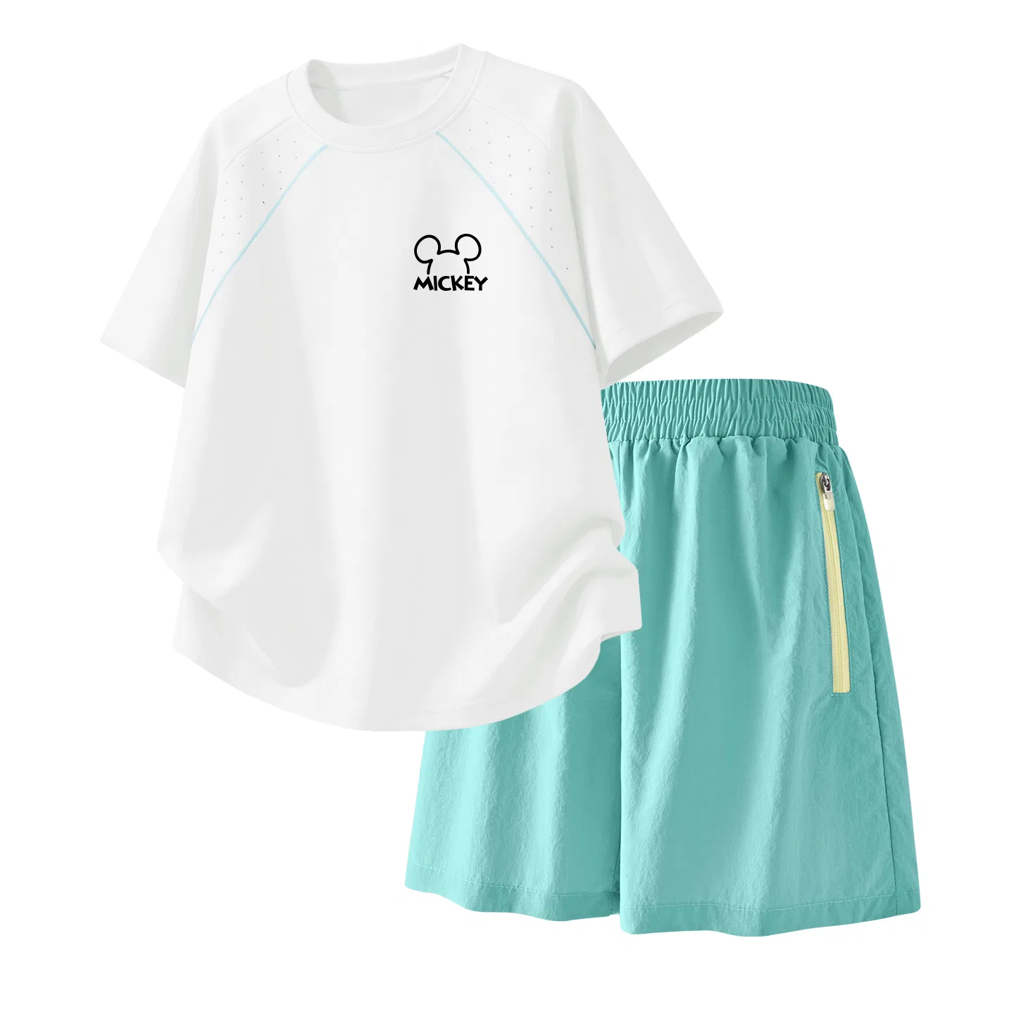 Детский спортивный костюм Casual Sportswear 2 Piece Set Disney, Thick Board H Line K Milkshake White+Solid Color Mint Green