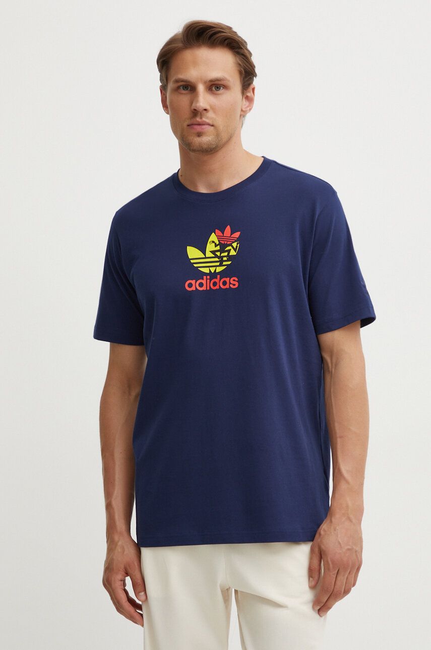 

Хлопковая футболка adidas Originals, темно-синий