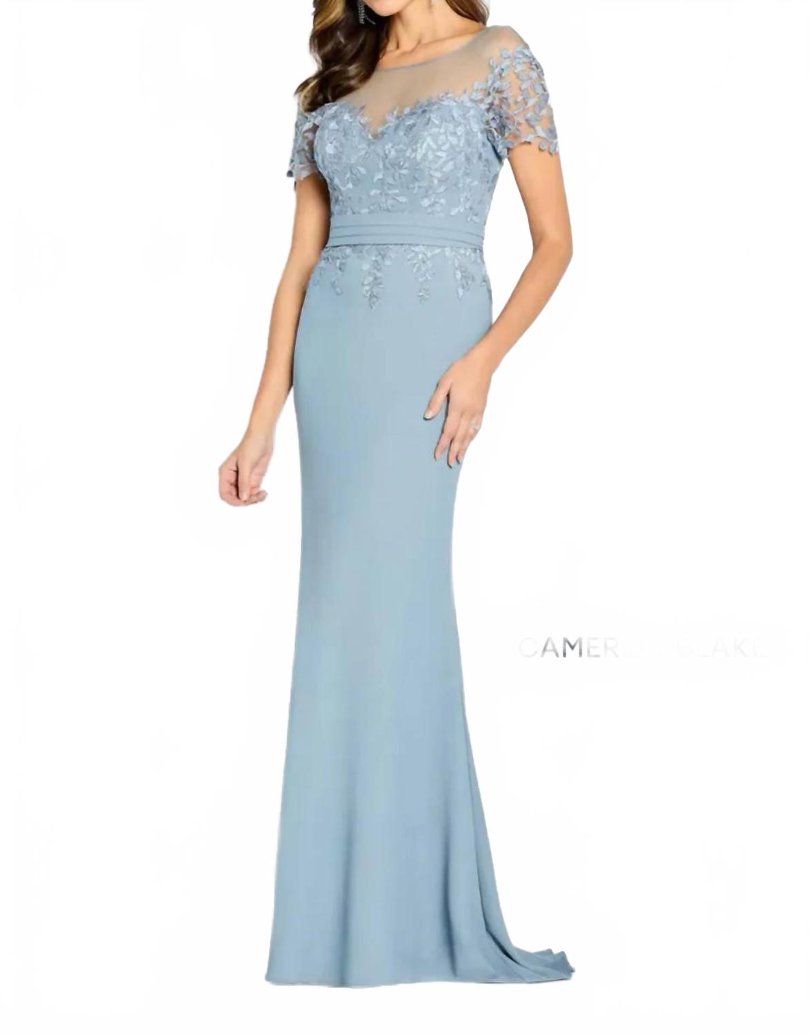 

Вечернее платье Illusion Bateau с кружевом в цвете Cloud Cameron Blake