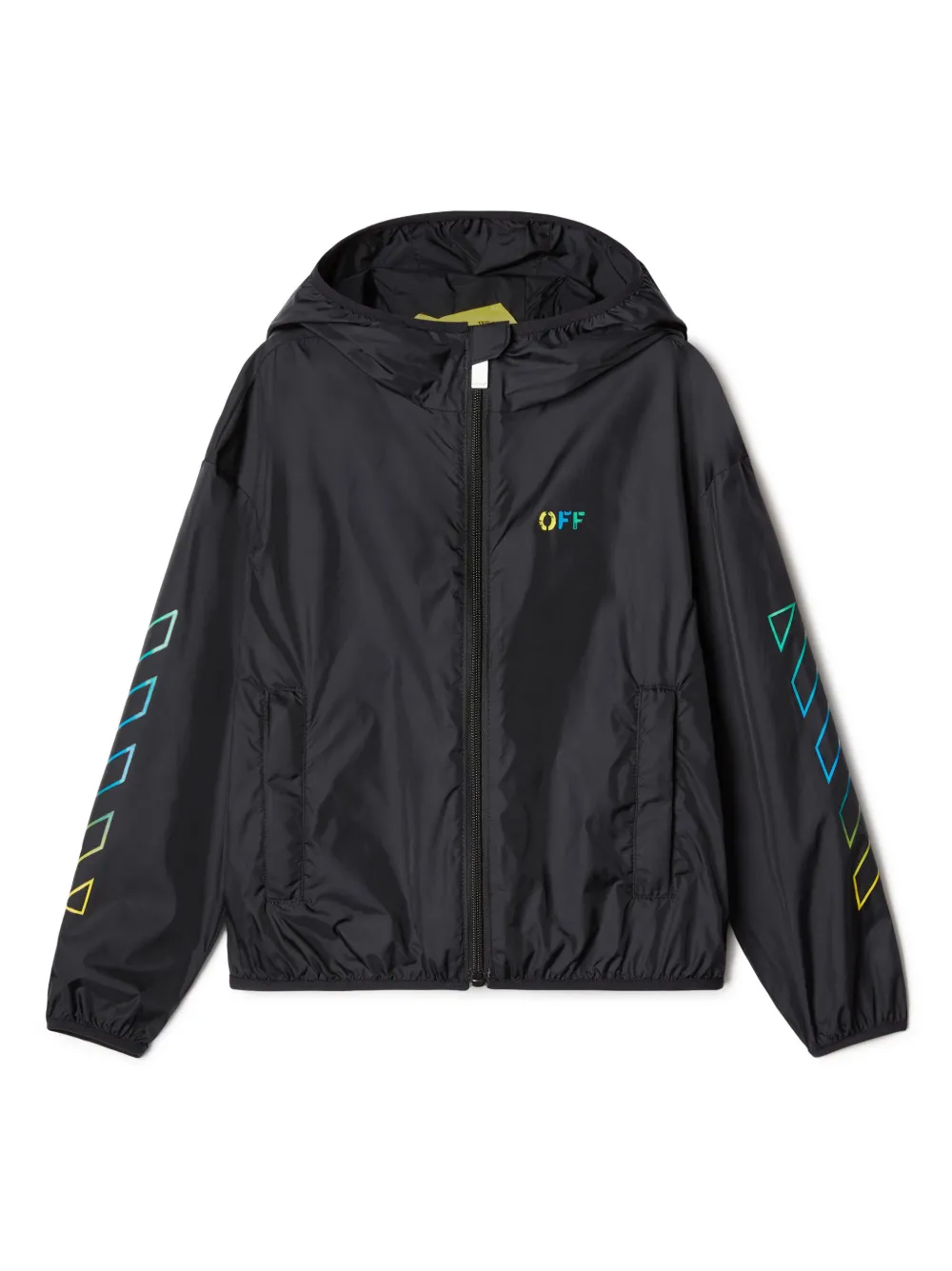 

Ветровка с капюшоном и принтом OFF-WHITE KIDS, черный