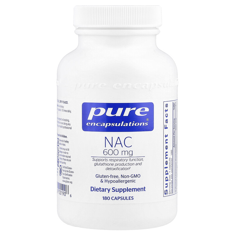 

Pure Encapsulations, NAC, 600 мг, 180 капсул