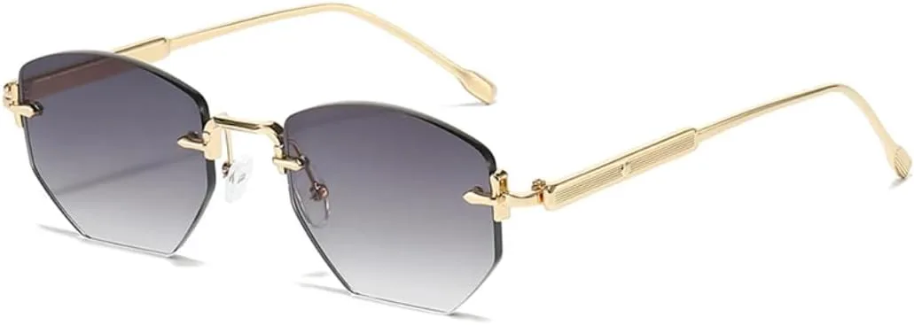 

Ретро-солнцезащитные очки Polygon для женщин, модные без оправы, прозрачные линзы Ocean, защита от УФ-излучения UV400 для мужчин UUPTTPL, Golden Gray Gradient