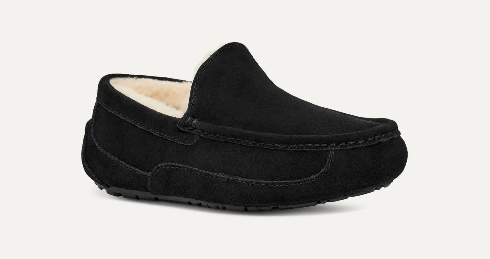 

Мужские лоферы UGG Ascot 1101110W-BLK, черные, замшевые, на шерстяной подкладке, без шнурков, модель GUG250