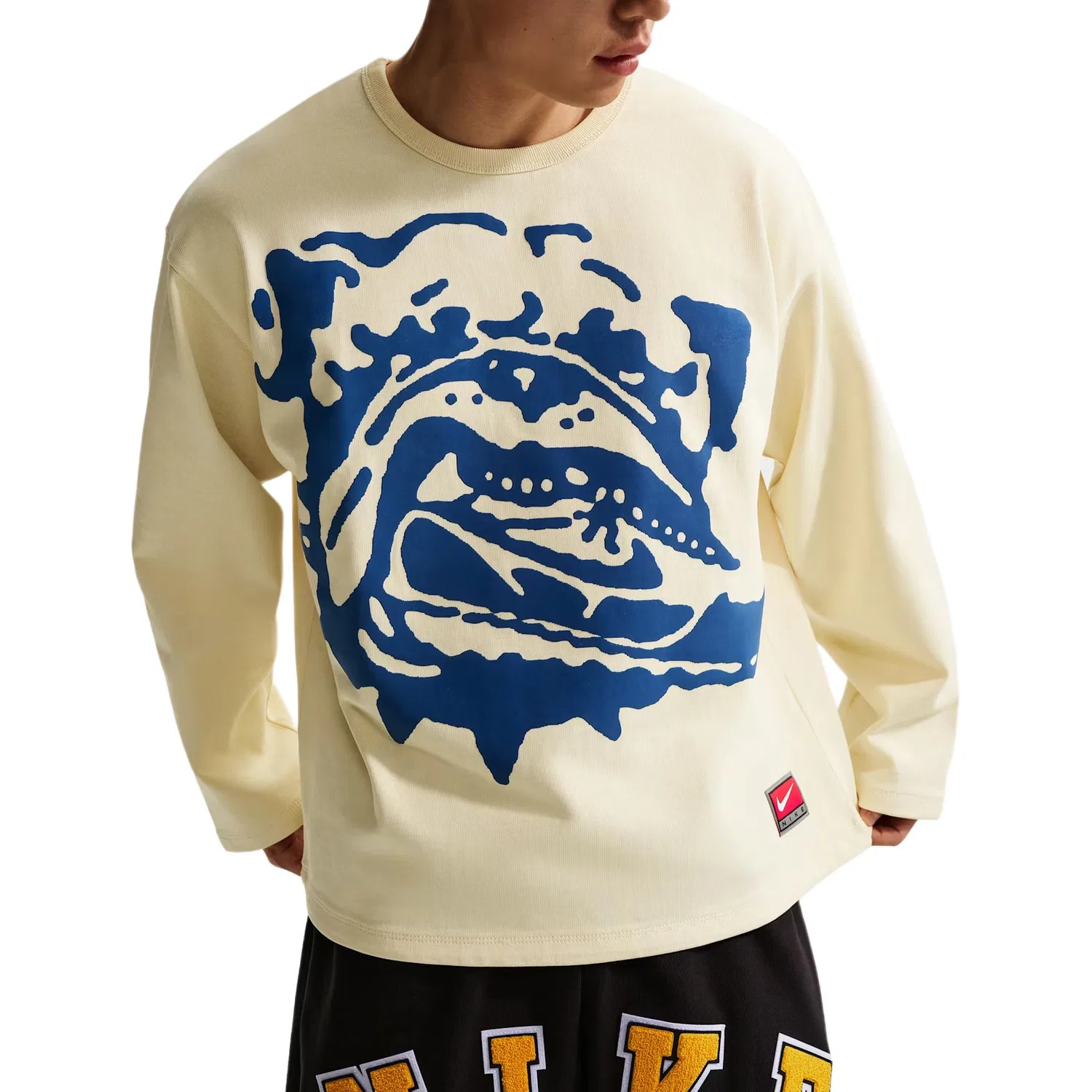 Свитшот мужской Nike Life Midweight Crew Coconut Milk/Royal Blue