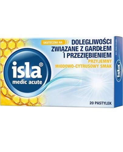 

Увлажняющий крем для горла Isla Medic Acute Miodowo - Cytrusowe Pastylki, 20 шт