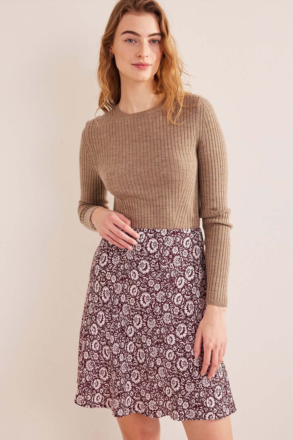 

Мини юбка из косой креповой ткани Boden, красный