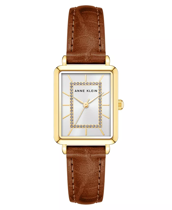 

Женские часы с коричневым кожаным ремешком Quartz, 24 мм Anne Klein
