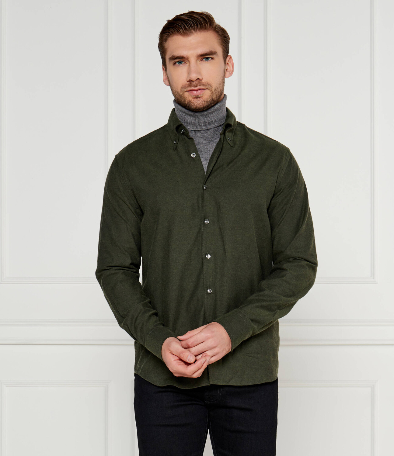 

Рубашка Oscar Jacobson Regular Fit, оливково-зеленый