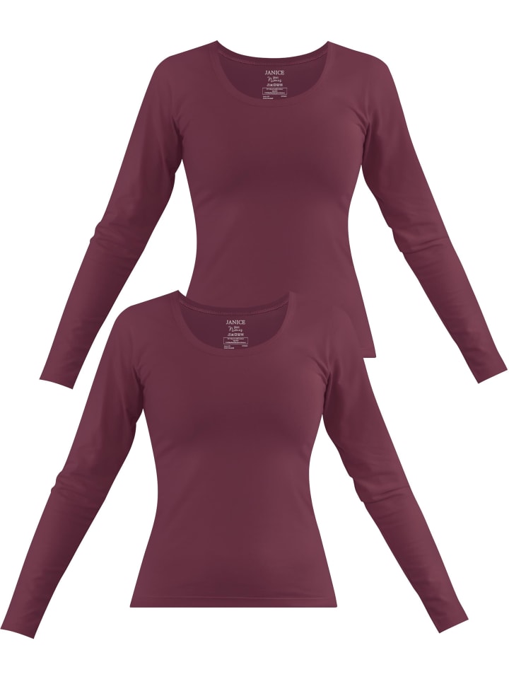 

Лонгслив Janice 2 x Damen Langarmshirt Nimes, цвет Burgund