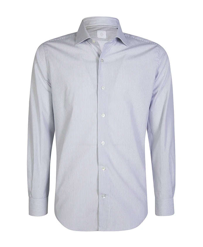 

Полосатая хлопковая рубашка с щегольским воротником. Eleventy, синий