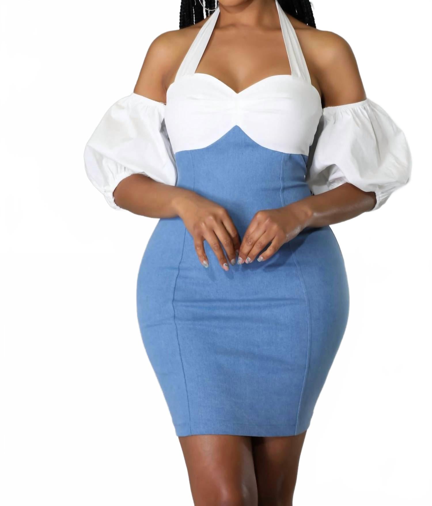 

Софи мини-платье в сине-белом цвете 2BME FASHION