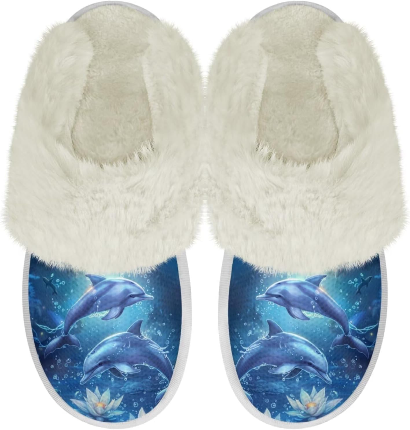 

Женские и мужские тапочки с мехом, легкие домашние тапочки с противоскользящей подошвой, повседневная обувь для дома Chririnla, Dolphins Ocean Animals