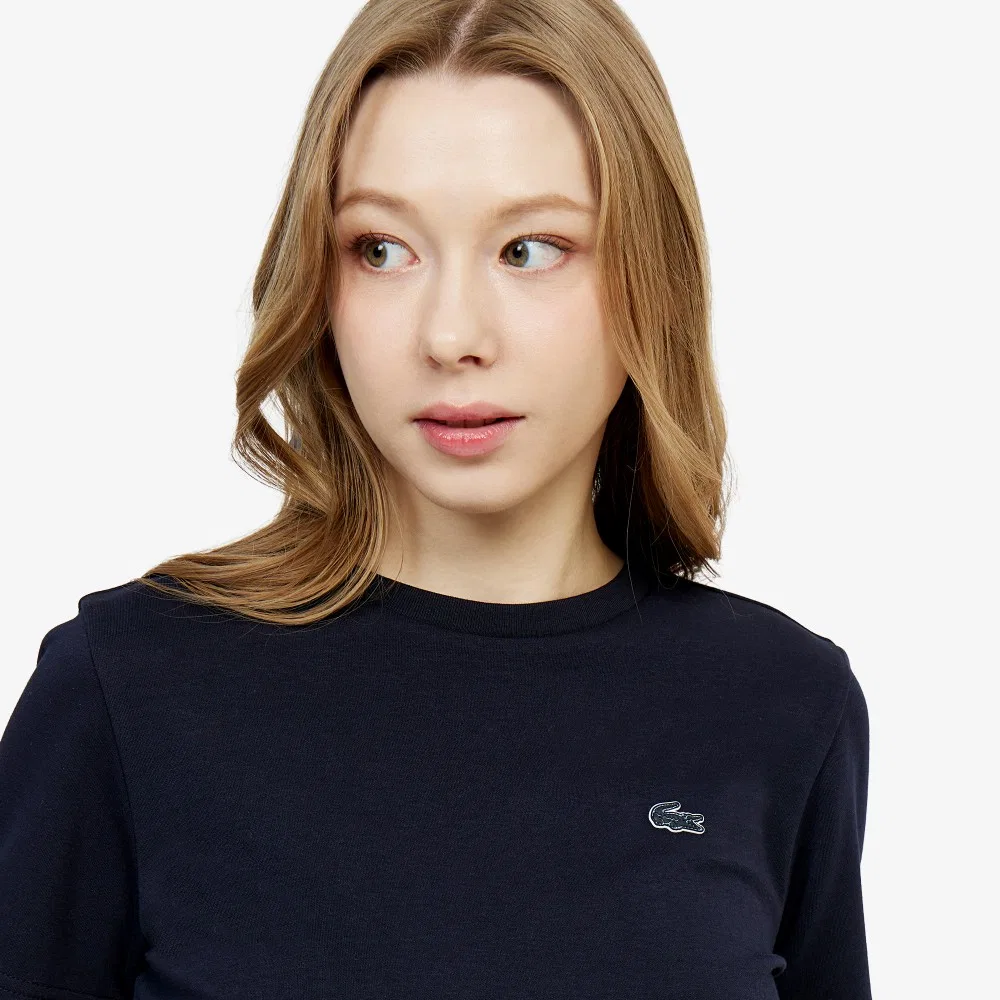Женская базовая футболка, тёмно-синяя, от Lacoste — фото 2